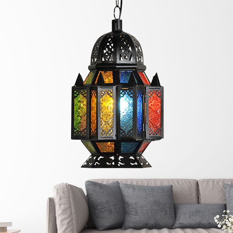 Black Jar Pendant Lamp Decorative Metal 1 Head Hanging Ceiling Light with Adjustable Chain