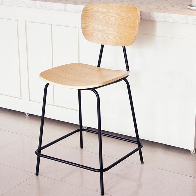 Contemporary Low Back Armless Bar Stools with Black Metal Base