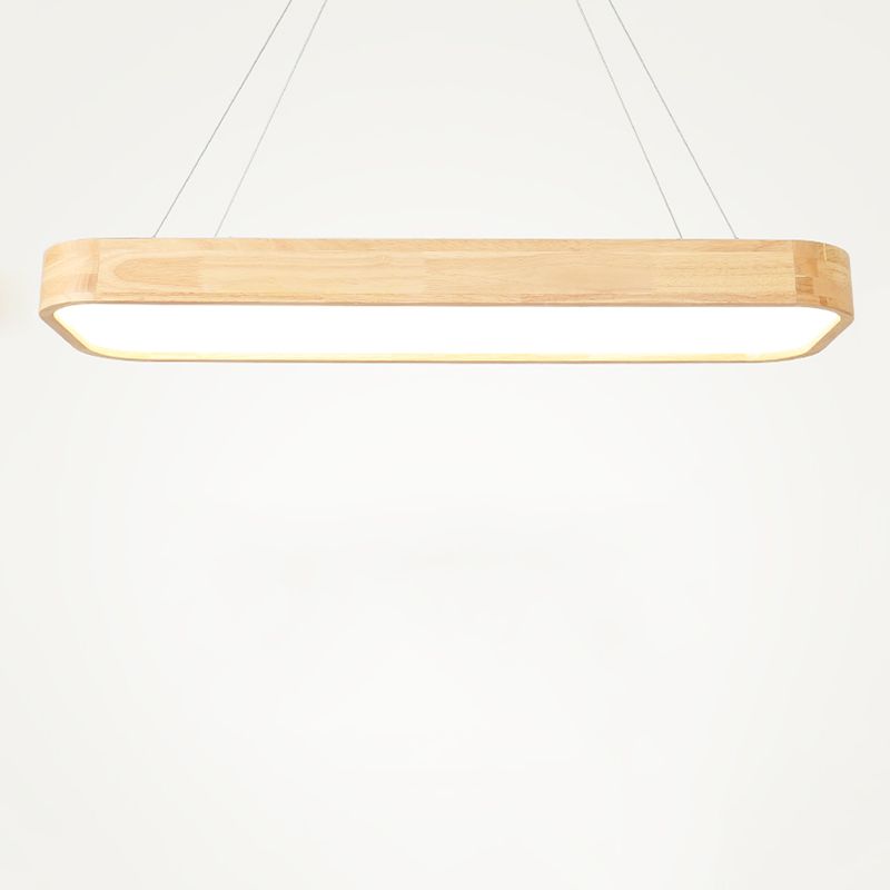 Wooden Rectangular LED Pendant Light in Modern Simplicity Acrylic Hanging Lamp for Commercial Place