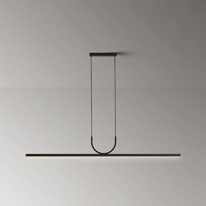 Linear 1 - Light LED Ceiling Pendant Fixture in Dark Black Aluminum Kitchen Island Fixture
