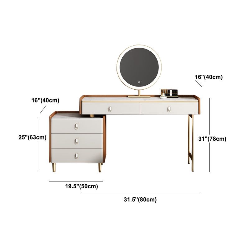 Contemporary Vanity Dressing Table Set Wood Vanity Tables with Slate Top