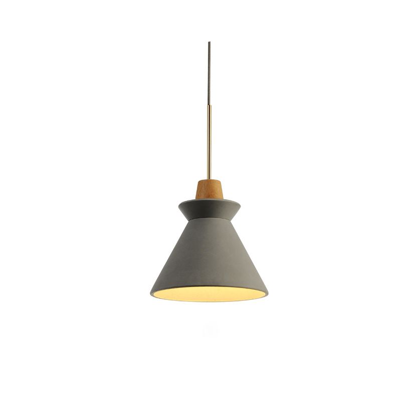 Cone Shaped Cement Hanging Ceiling Light Modern Style Hanging Light Kit for Bedroom