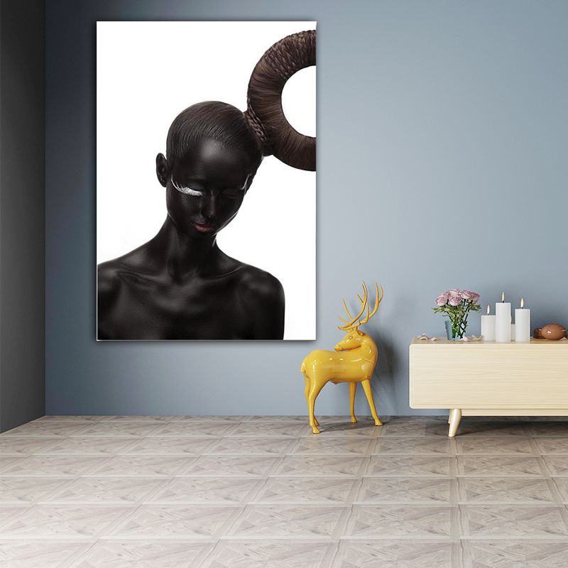 Model Canvas Print Modern Novelty Fashion Figure Wall Art in Dark Color for Home