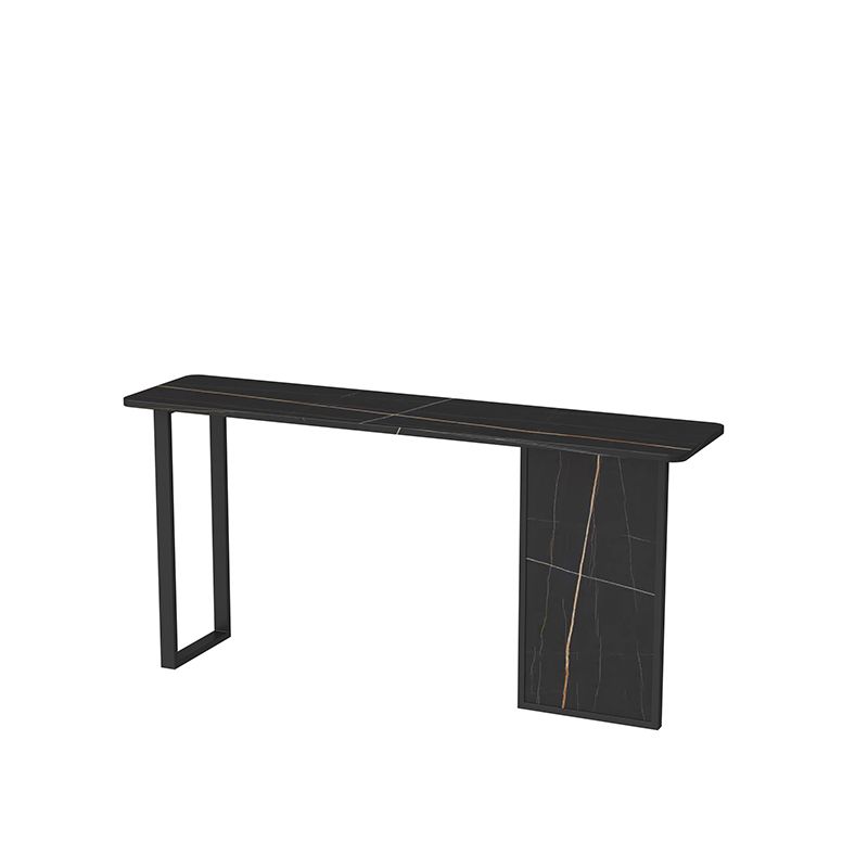 Iron Base Accent Table with Rectangle Stone Top for Hall Console Table