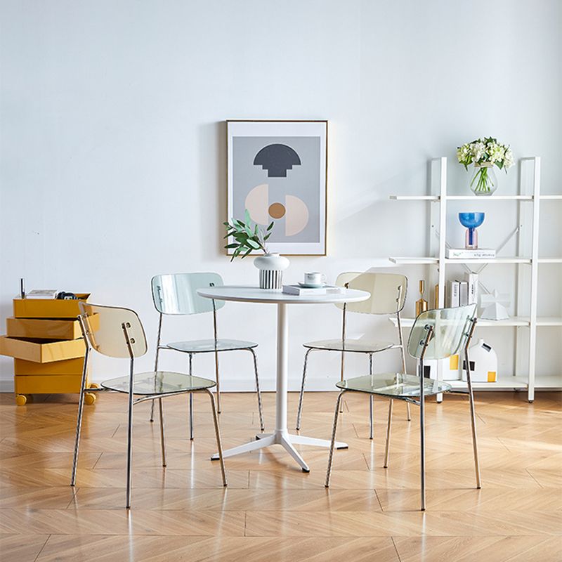 Silla de comedor moderna de metal para interiores y exteriores, silla lateral apilable sin brazos para el hogar