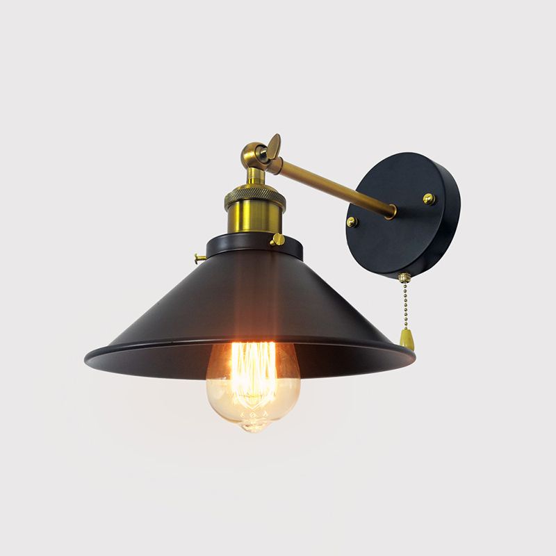 Black Modern Wall Sconce Cone Shape Vanity Lamp with Metal Shade for Bathroom