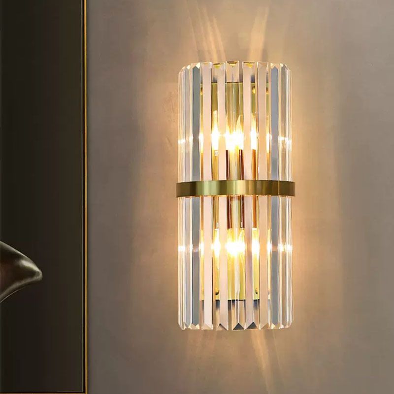 Geometric Wall Lighting Modern Crystal 2 Lights Wall Sconces in Gold