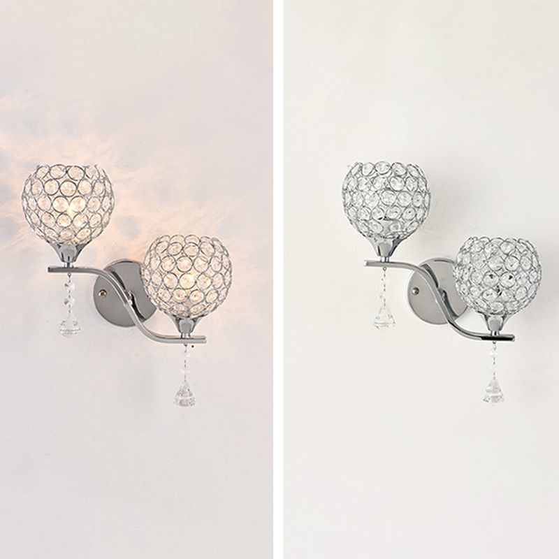 Ball Shade Crystal Wall Light Contemporary Wall Sconce Lighting for Living Room