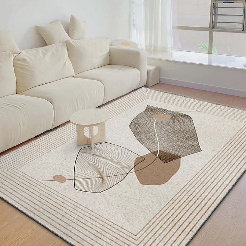Light Grey Modern Rug Polyester Line Indoor Rug Stain Resistant Rug for Home Decor