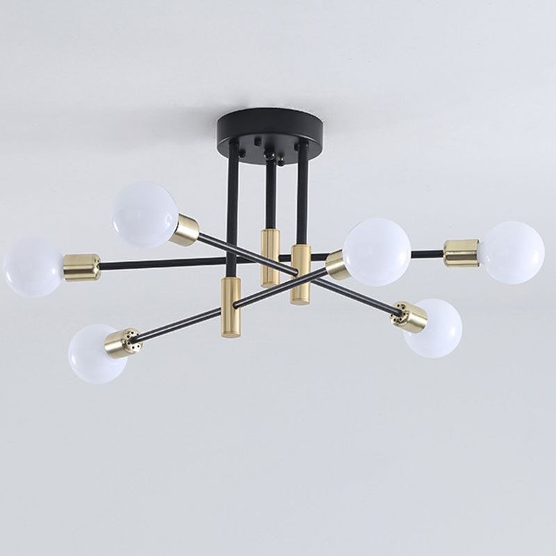 Sputnik Metal Semi Flush Ceiling Lights Modern Living Room Semi Flush Mount Light Fixture