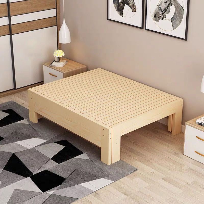 Scandinavian Styled Natural Platform Bed Solid Wood Kid Bed