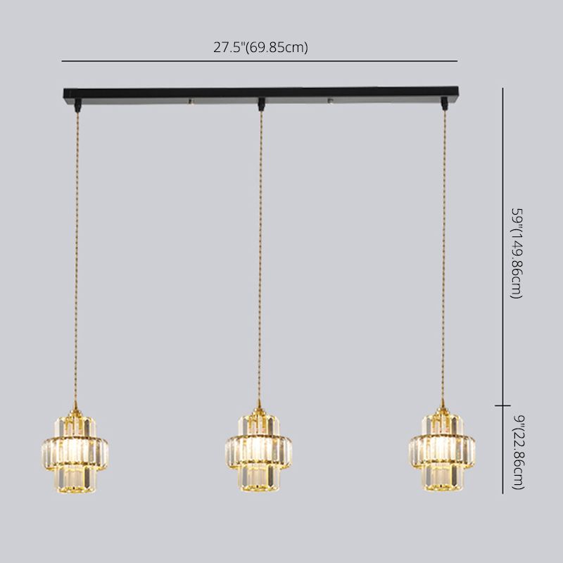 Prismatische K9 -Kristalldecke Anhänger Licht Modernismus Zylindrisch hängende Licht zum Esstisch