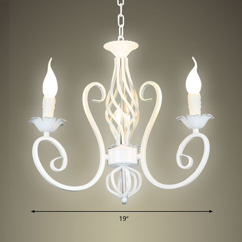 Metal Sputnik Chandelier Lighting Traditional 3/5/6 Lights Living Room Hanging Ceiling Lamp in White/Green