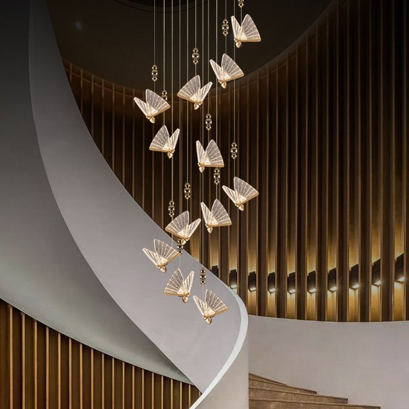 Modern Creative Creative Butterfly Candant Light Creative Acrilic Acrilic Hanging Lampade per soggiorno