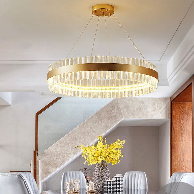 Lámpara de vidrio de cristal redondo de lámpara de oro de estilo sencillo lámparas colgantes para sala de estar