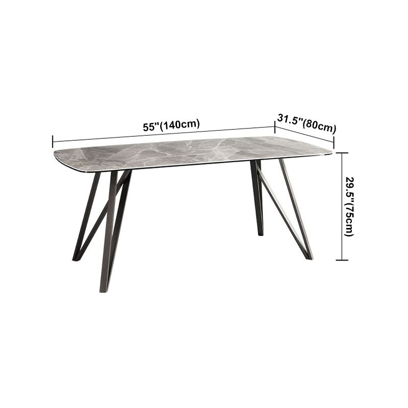 Mesa de comedor de estilo moderno Mesa de piedra sinterizada con 4 patas Base de acero al carbono