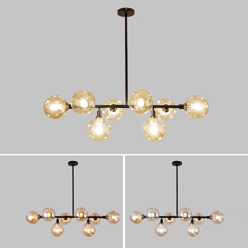 Kitchen Island Pendant Light Nordic Style Island Lighting Fixture with Orb Glass Shade