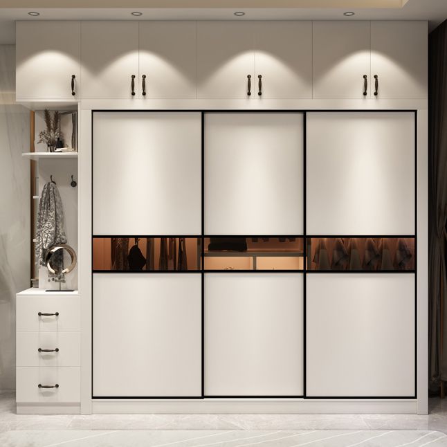 White Contemporary Wardrobe Cabinet Wooden Wardrobe Armoire for Home