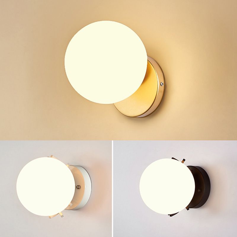 Modern Simplicity Indoor Wall Lamp 7.5" H Orb Glass Shade Mini Sconce Light for Bedroom