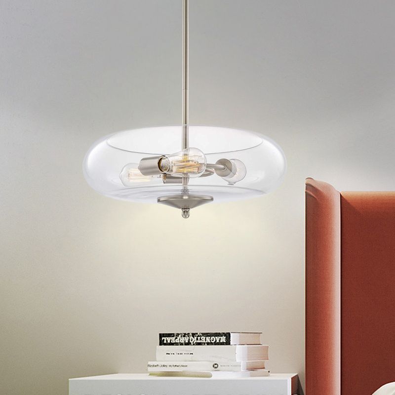 Chrom Fischtank Kronleuchter Licht Einfache 3 Leuchten klare Glashängelampe für das Restaurant