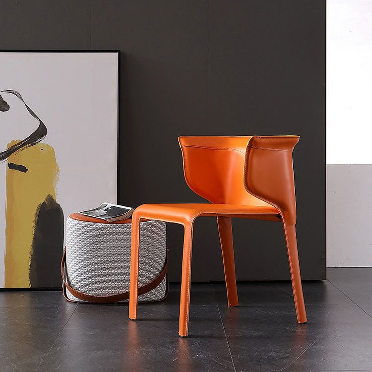Leather Dining Chair Minimalist Style Wingback Armless Dining Chair
