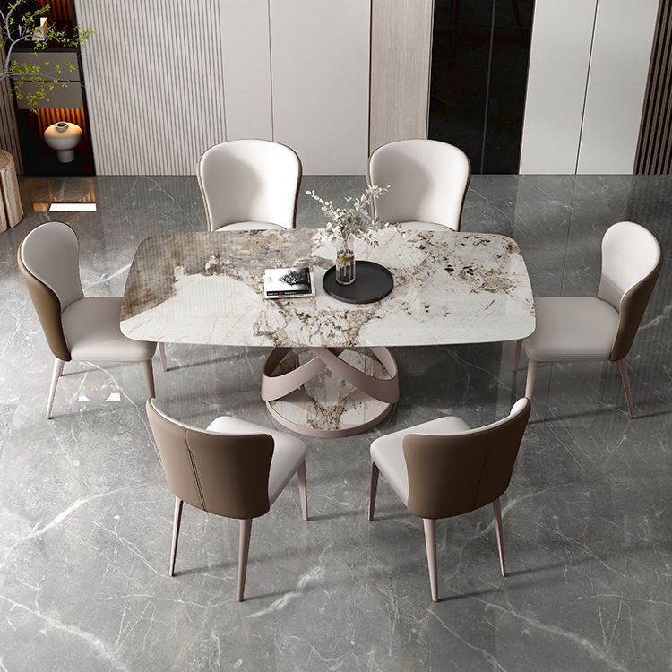 Modern Rectangle Dining Table Set 1/4/5/6/7 Pieces Dinette Set with Sintered Stone Top