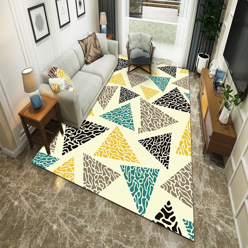 Modernist Geometric Block Rug Multicolor Synthetics Rug Stain Resistant Washable Non-Slip Rug for Family Room