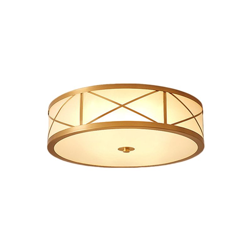 Plafonnier festonné/bol/fleur en verre dépoli, plafonnier vintage à 3 lumières pour chambre à coucher en laiton