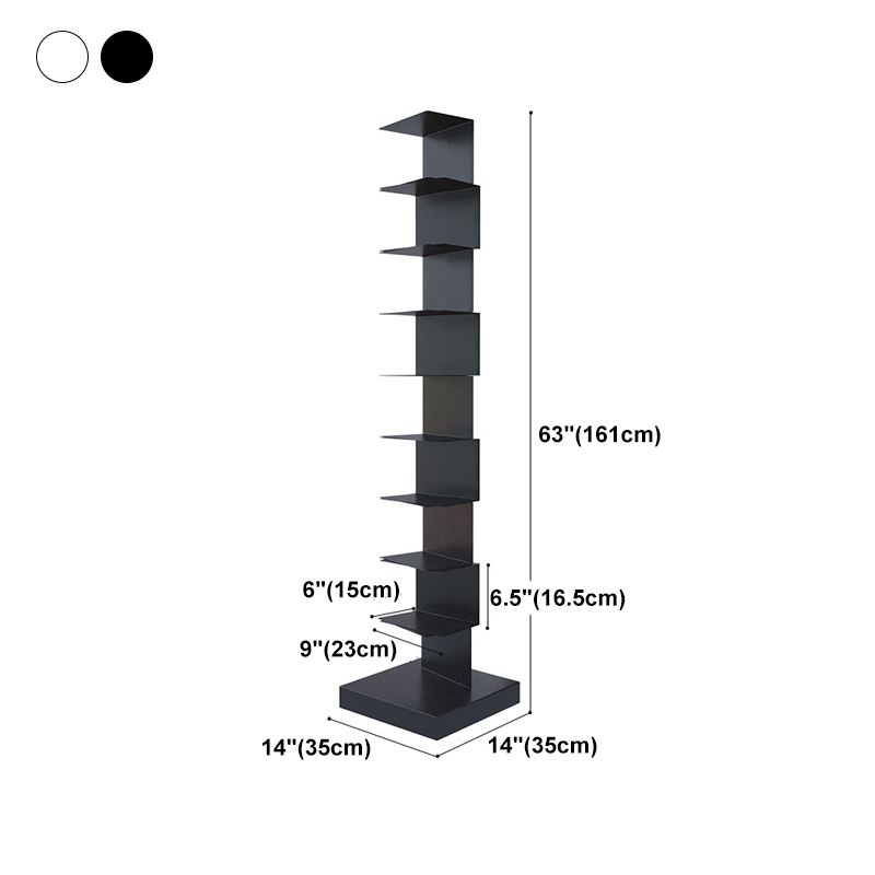 Modern Metal Bookshelf Geometric Vertical Closed Back Bookcase in Burnish