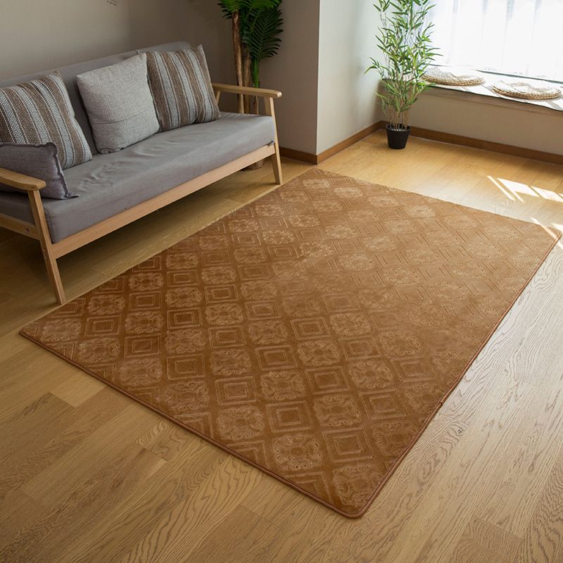 Dark Brown Diamond Rug Polyester Modern Rug Washable Rug for Drawing Room