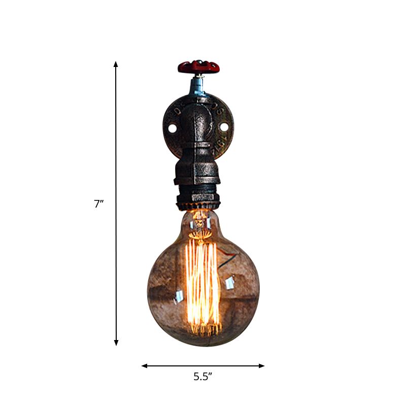 Copper Piped Wall Lamp with Gauge/Valve Decoration Rustic Style Metal 1 Light Living Room Wall Mount Light