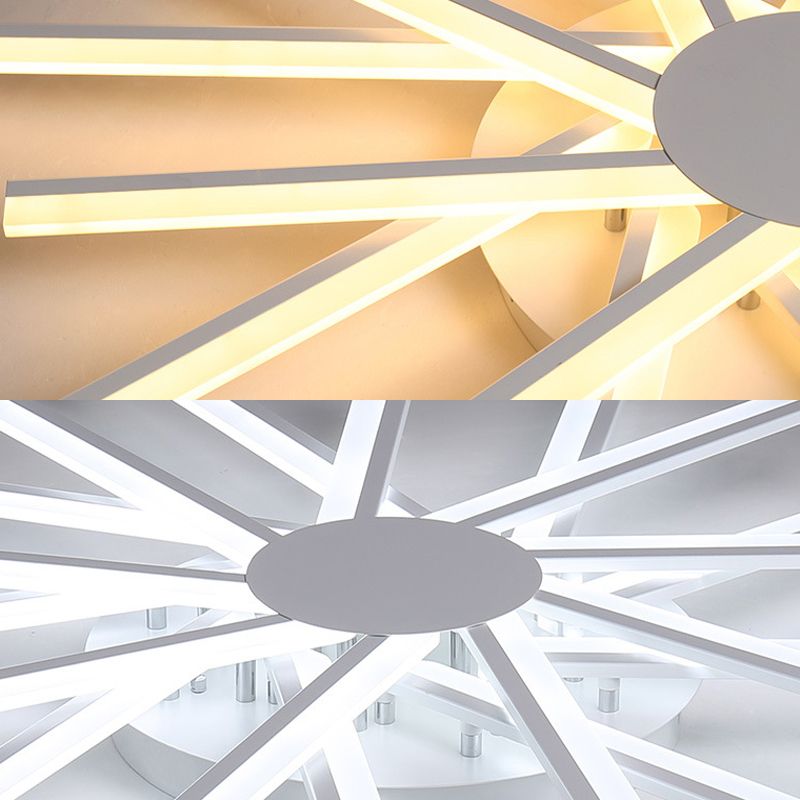 31.5"/39" W LED Living Room Ceiling Mounted Light White Semi Flush Light Fixture with Spiral Acrylic Shade in Warm/White Light