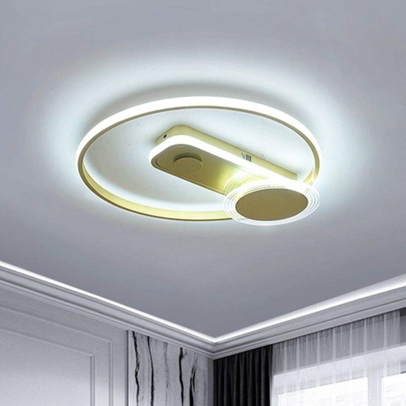 Metallisch Hoop Flush Mount Light Minimal Schwarz/Gold Finish LED Flush Leuchte, 16 "/19.5" Breite