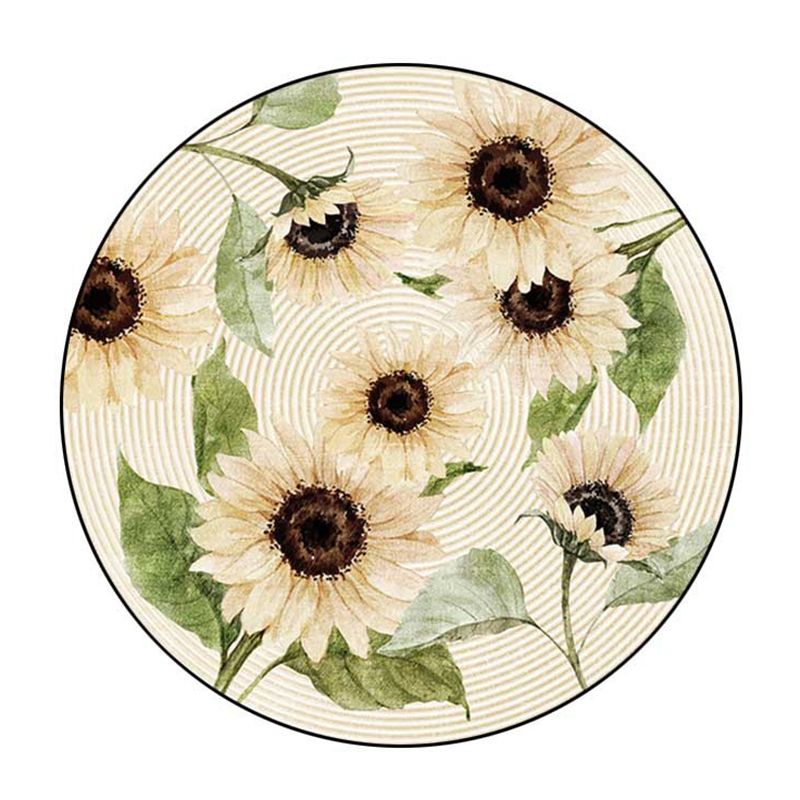 Light Yellow Sunflower Rug Polyester Modern Rug Stain Resistant Rug for Drawing Room