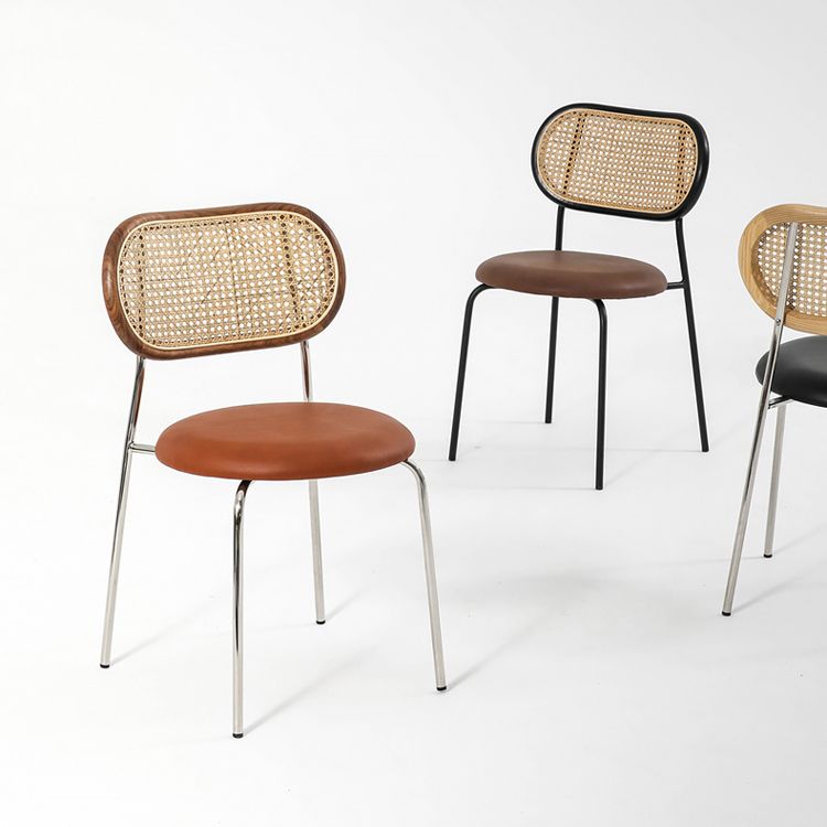 Open Back Side Chair Industrial Armless PU Leather Dining Chairs