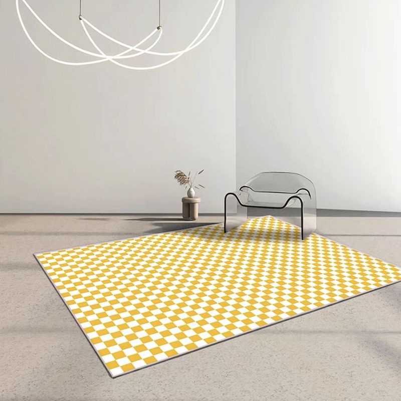Light Purple Check Pattern Rug Polyester Modern Rug Washable Rug for Living Room
