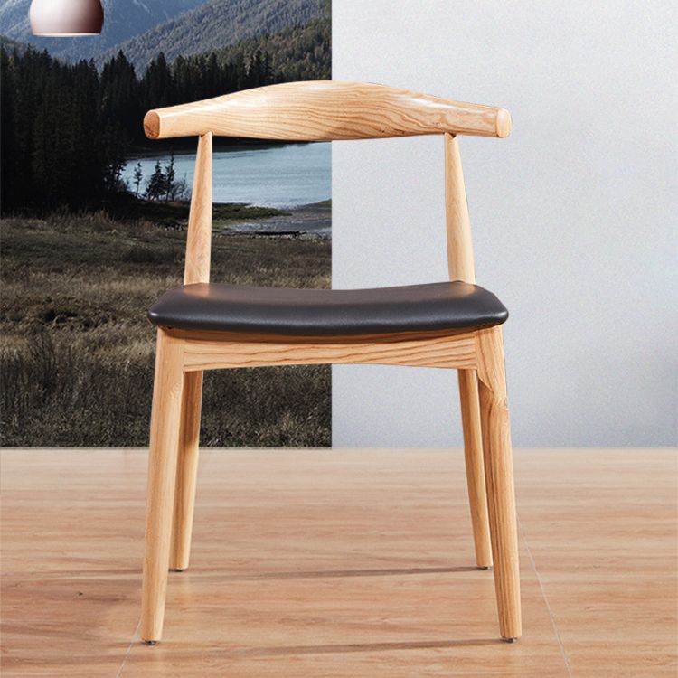 Contemporary Style Real Leather Dining Chairs Open Back Dining Side Chair