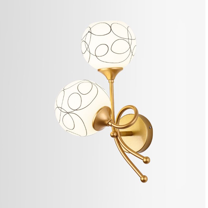 Glass Globe Sconce Light Fixture Modern 2-Light Wall Light for Bedroom