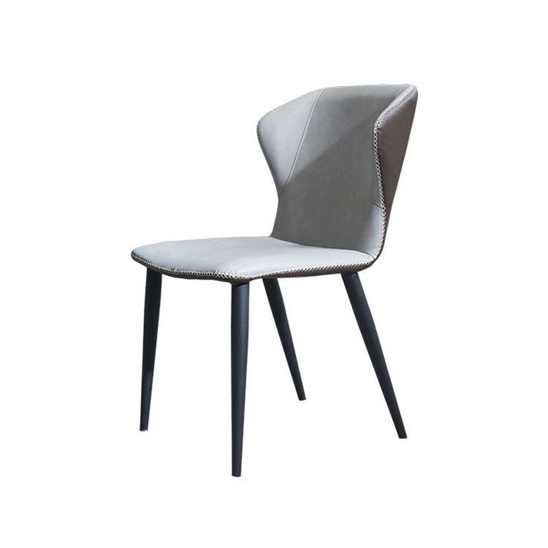 Contemporary Dining Side Chair Matte Finish Leather Curved Wingback Armless Chair