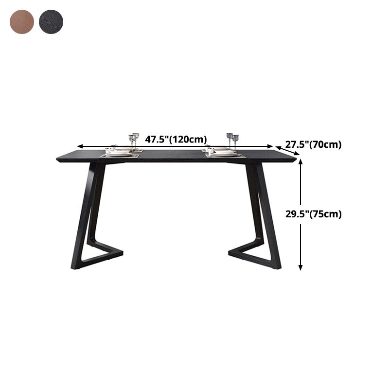 Industriële rechthoek eettafel As vaste houten tafel met dubbele voetstukbasis