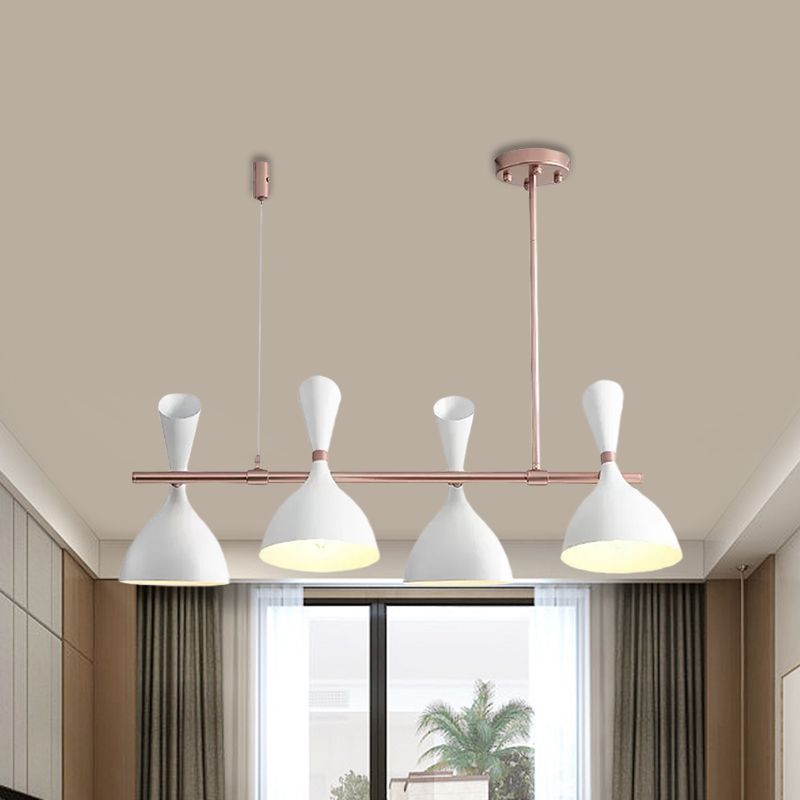 Corna di corno metallico Isola Light Dining Room 4/6 Luci lampadario a sospeso nordico in nero/bianco