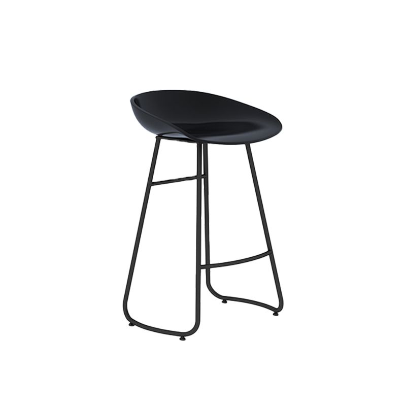 Industrial Armless Bar Stool Plastic Dining Stool with Metal Base