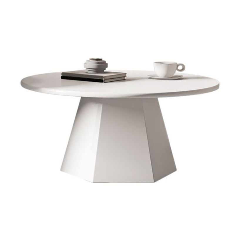Mid-Century Iron Round Pedestal Coffee Cocktail Table Set in Black & White