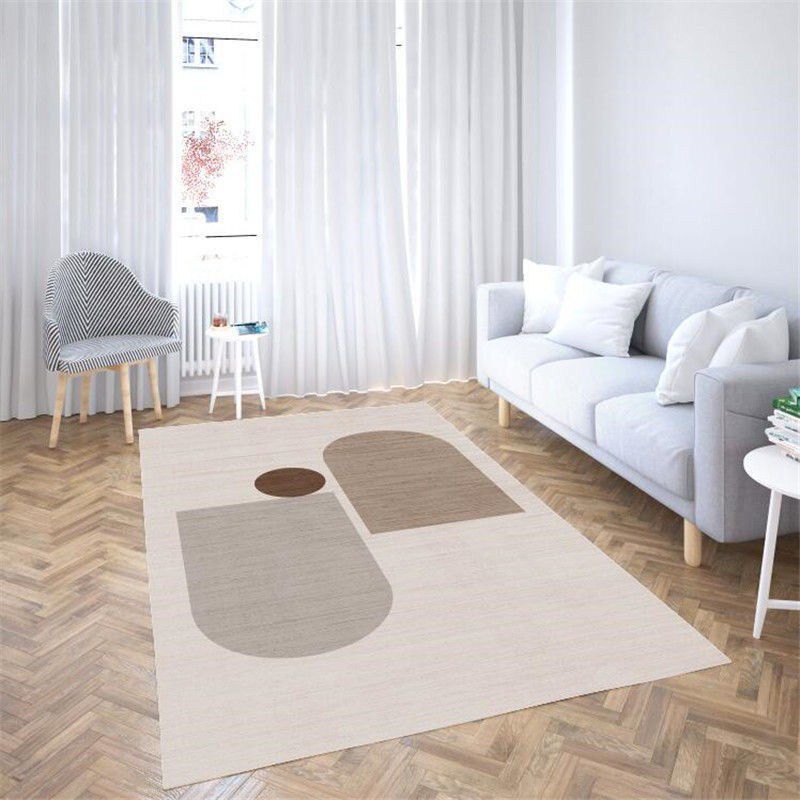Brown Modern Carpet Polyester Color Block Carpet Washable Carpet for Living Room