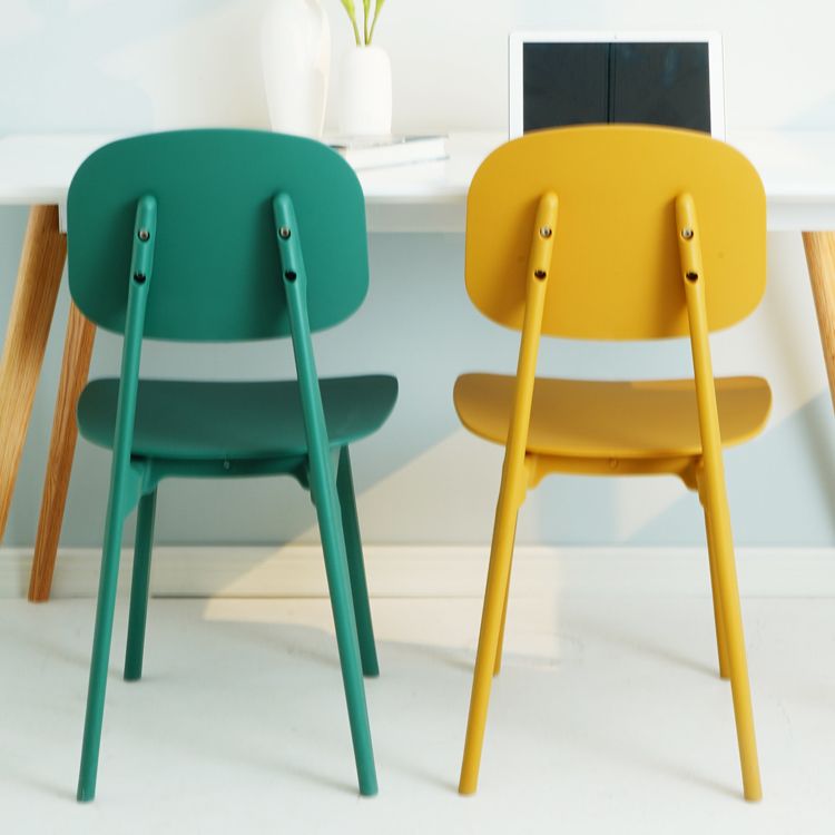 Silla lateral de plástico moderna para interiores y exteriores, sillas sin brazos con respaldo abierto para comedor