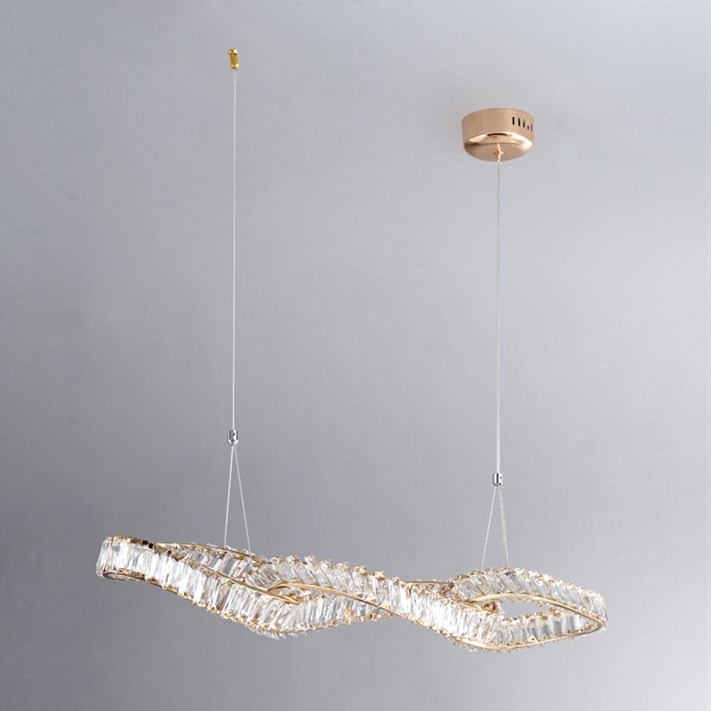 Nordic Style Crystal Hanging Lamp Geometry Shape Island Light Fixture for Bedroom