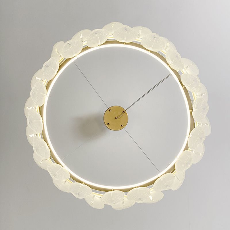 3-Colored LED Crystal Feather Chandelier Lamp Crown Shape Modern Crystal Hanging Chandelier with Clear Glass Feather Lamp Shade