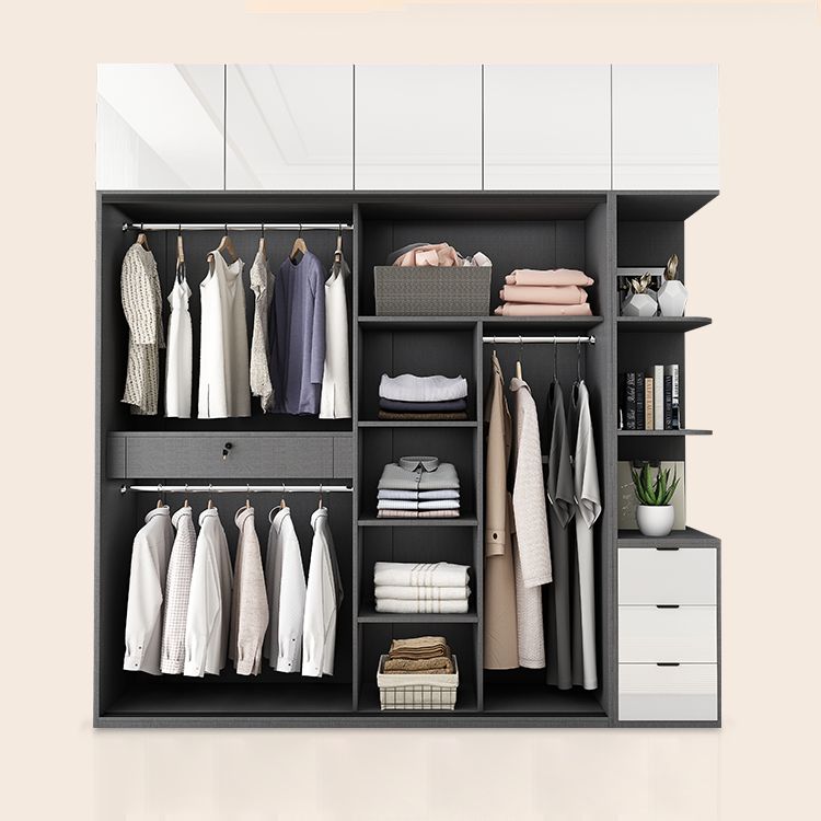 Modern Home Wardrobe Cabinet Engineered Wood Wardrobe with Drawer