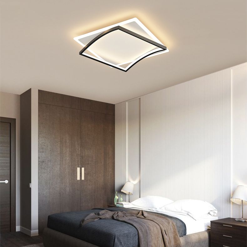 Acrylic Square Ceiling Mounted Fixture Modern Style Black-White LED Ceiling Flush Mount Light