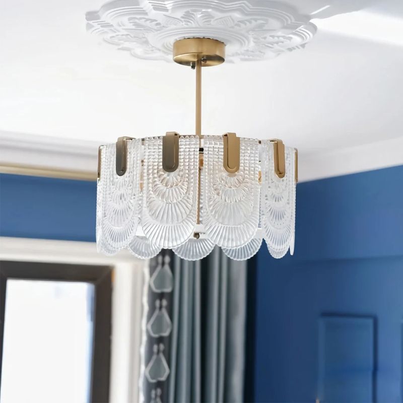 Lampade da incasso in metallo Lampade da soffitto tradizionali a semi-incasso con paralume in vetro